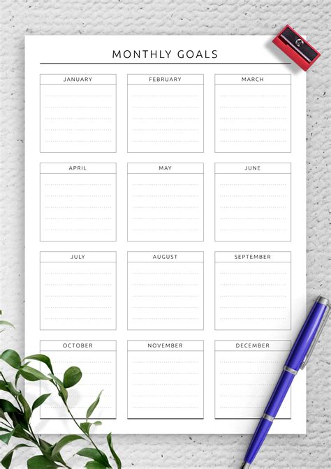 Monthly Goals Template