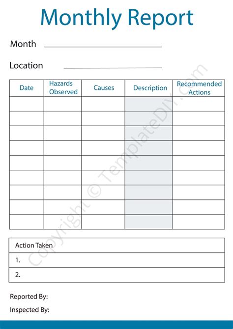 Monthly Report Template Word