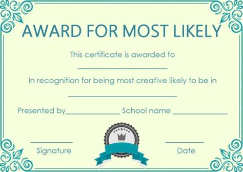Most Likely Award Template