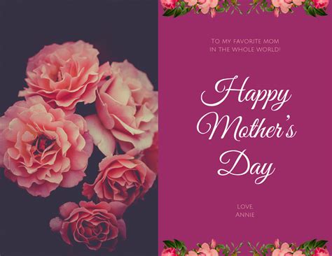 Mothers Day Card Template Word