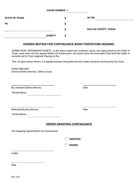 Motion For Continuance Template Texas
