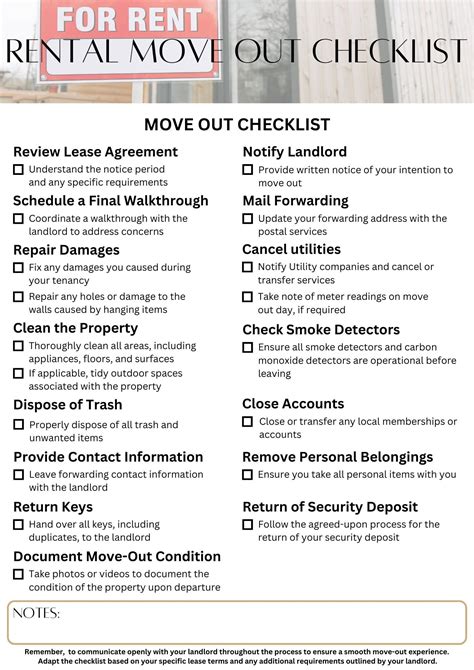 Move Out Checklist Template