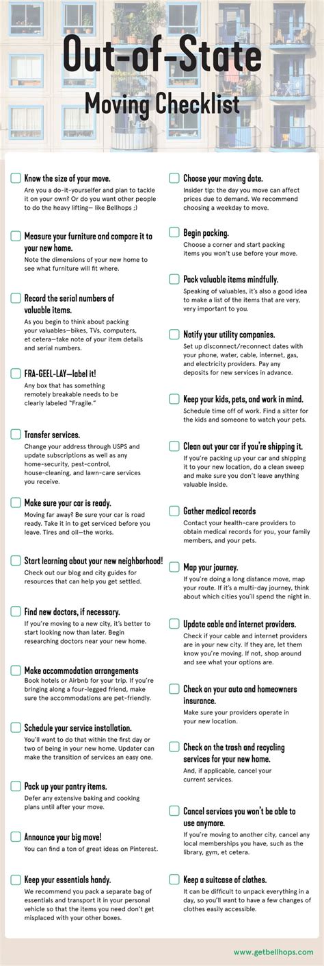 Moving Out Of State Checklist Printable