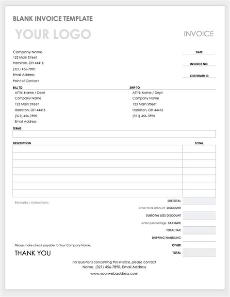 Ms Word Invoice Template Free