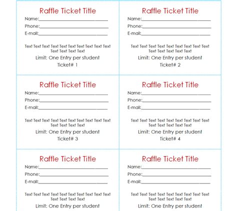 Ms Word Raffle Ticket Template