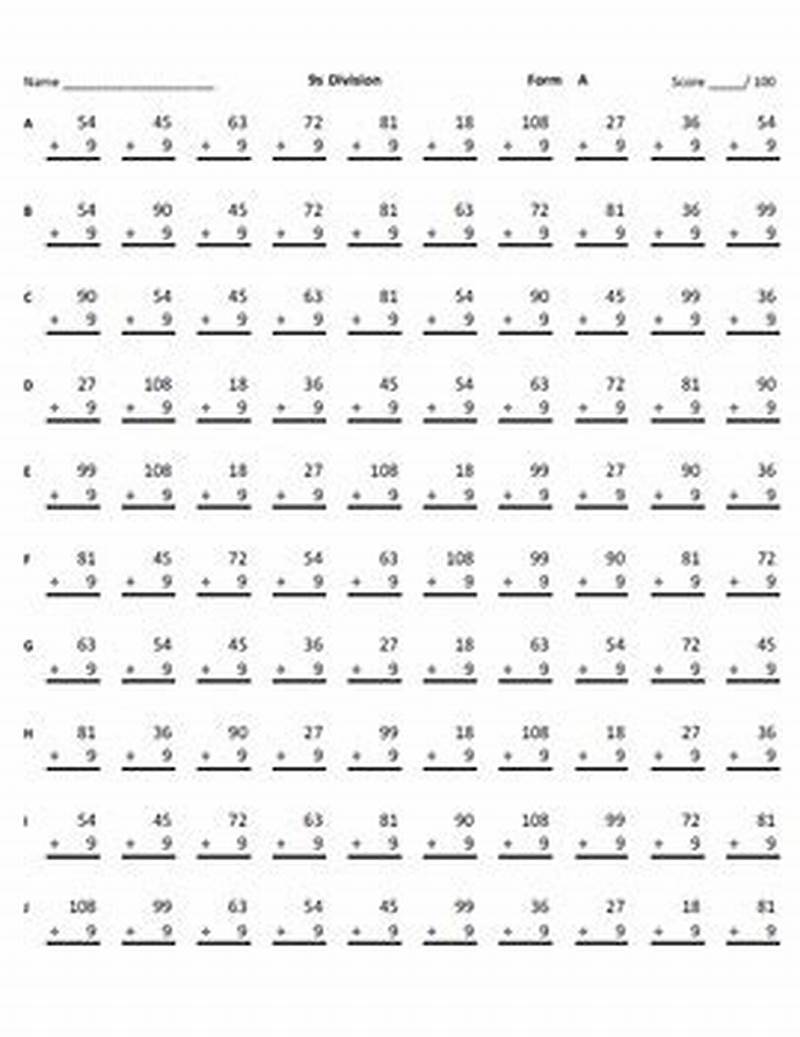 Multiplication And Division Timed Test Printable