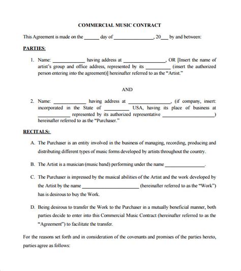 Music Rights Contract Template