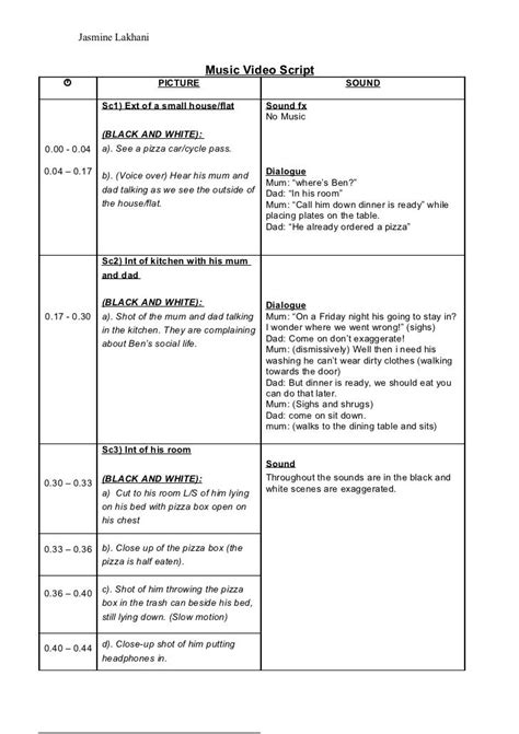 Music Video Script Template