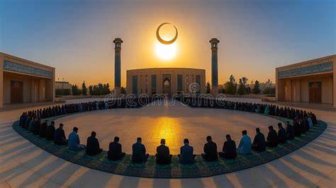 Muslims praying during eclipse