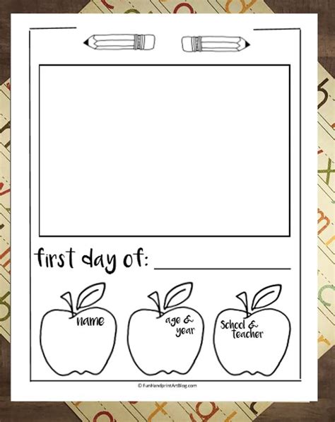 My First Day Handprint Template Free