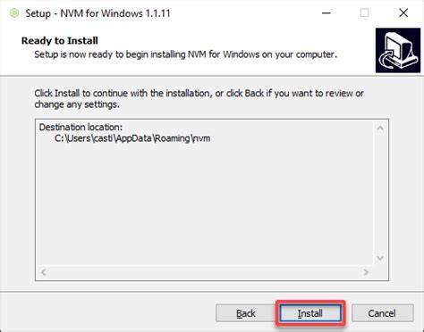 NVM installation process on terminal