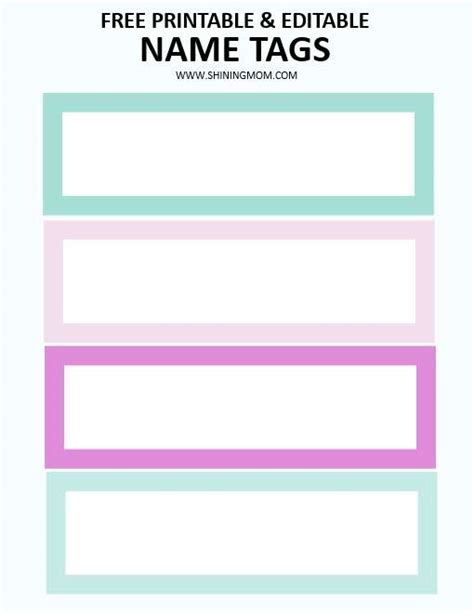 Name Tag Templates Free Printable