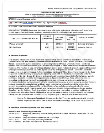 Nasa Biosketch Template