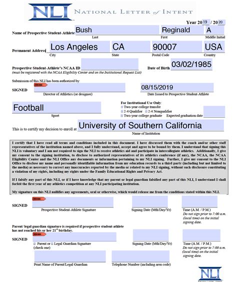National Letter Of Intent Template