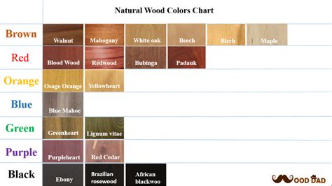 Natural Wood Colors Chart