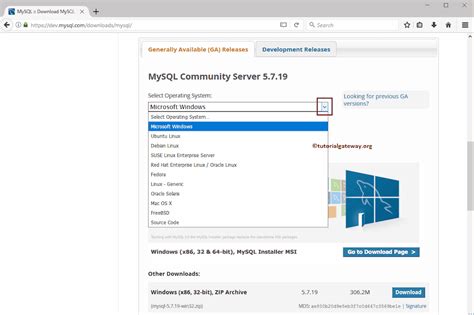 Navigate to the MySQL Downloads Page
