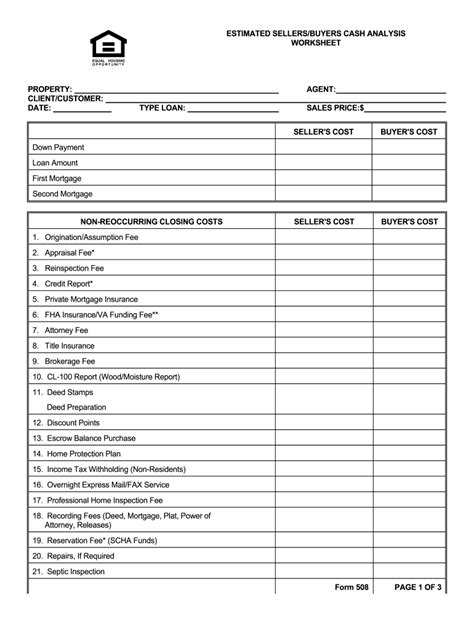 Net Sheet Template