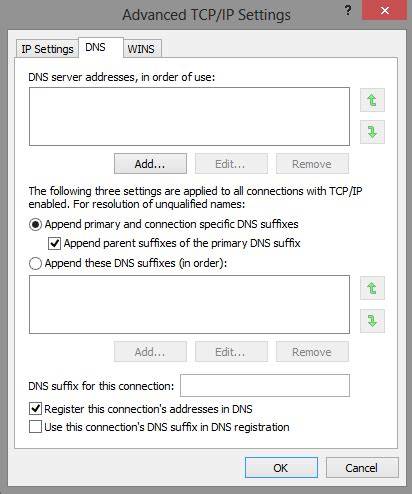 Network Adapter DNS Settings
