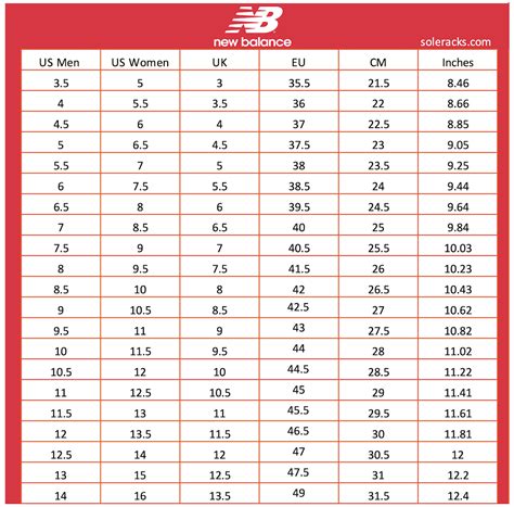 New Balance Size Chart Women