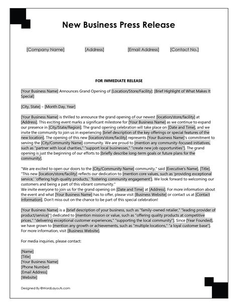 News Release Template For Word