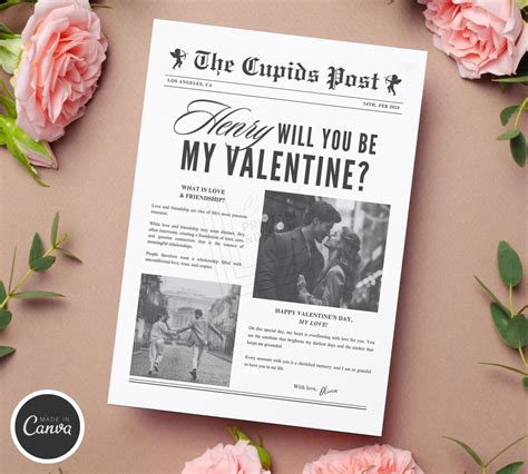 Newspaper Valentine Template