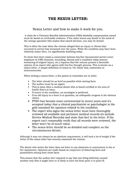 Nexus Letter Template