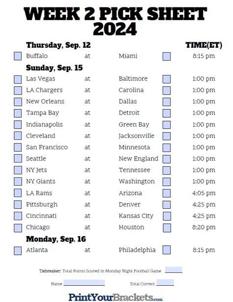 Nfl Printable Pick Em Sheets