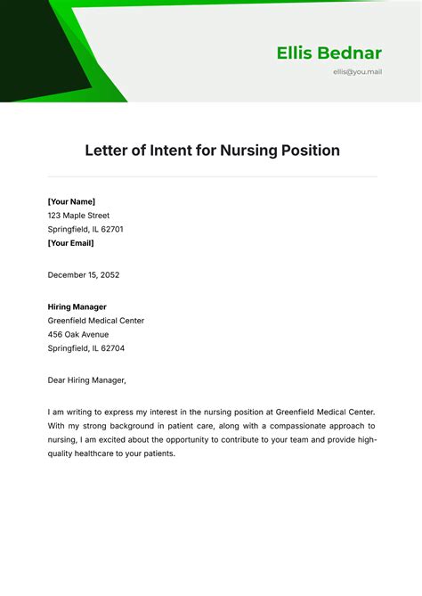 Nih Letter Of Intent Template