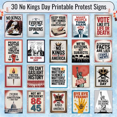No Kings Protest Signs Printable