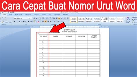 Nomor Urut Dokumen