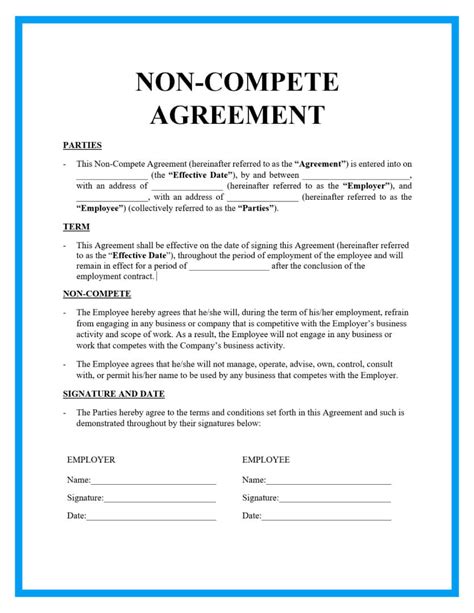 Non Compete Agreement Ohio Template