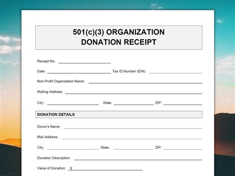 Non Profit Organization Donation Receipt Template
