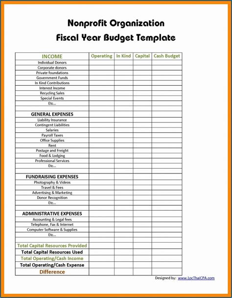 Nonprofit Bookkeeping Template