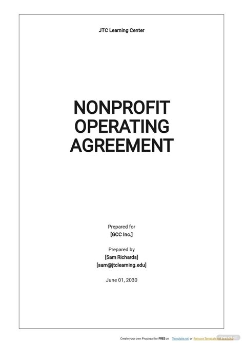 Nonprofit Operating Agreement Template
