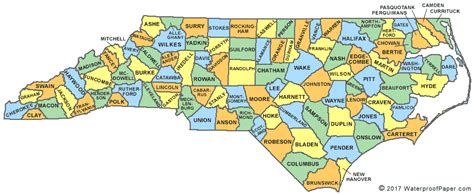 North Carolina Printable Map