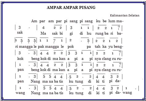 Not Angka Lagu Daerah