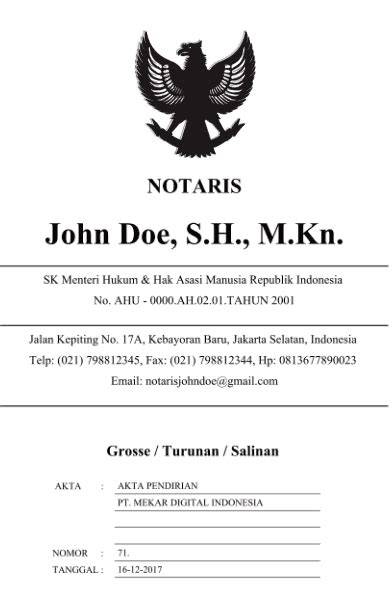 Notaris Akta Pendirian PT