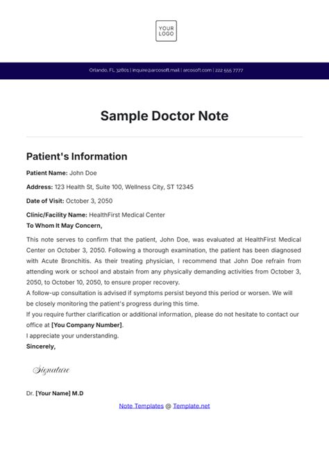 Note From Doctor Template