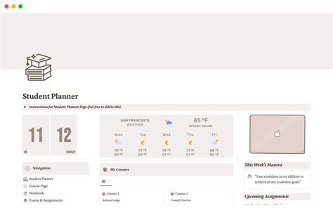 Notion College Planner Template