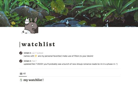 Notion Watchlist Template