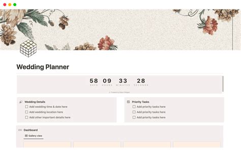 Notion Wedding Planner Template