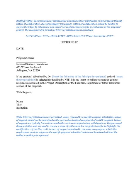 Nsf Support Letter Template