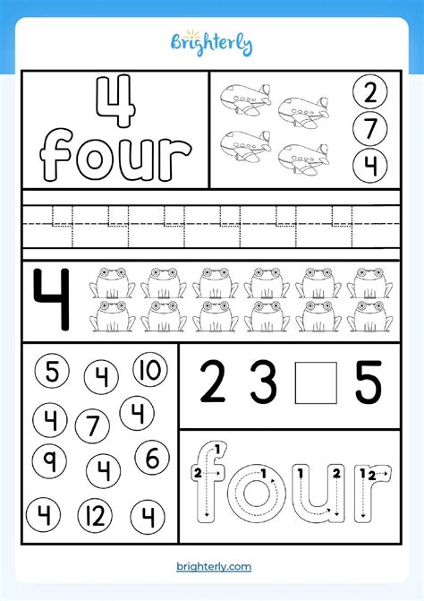 Number 4 Printable Worksheets