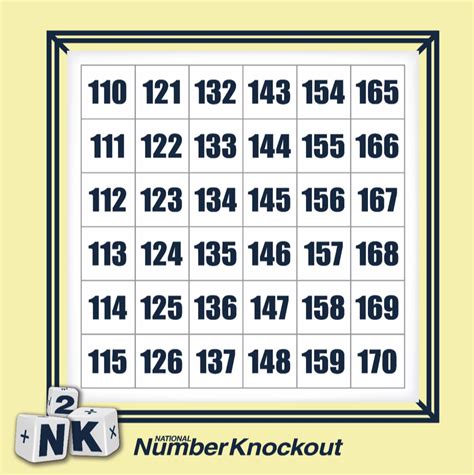 Number Knockout Board Printable