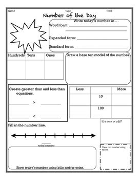 Number Of The Day Template