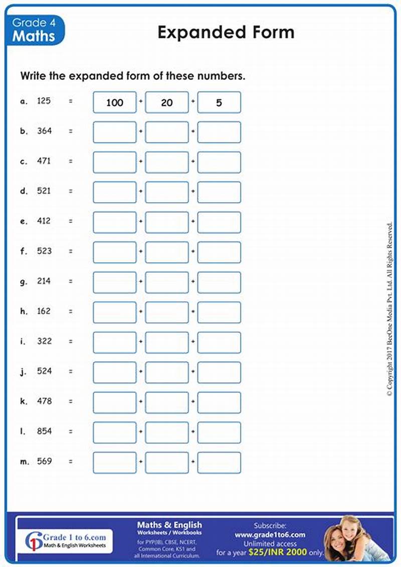 Numbers Expanded Form Worksheets
