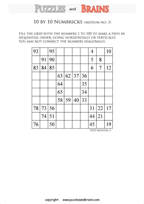 Numbrix Puzzles Printable