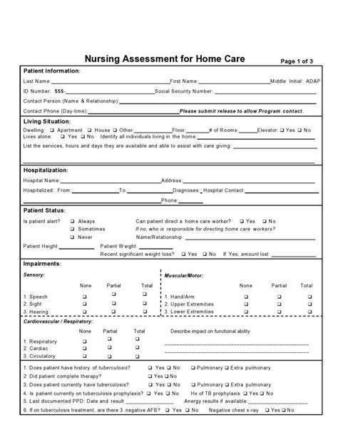 Nurse Assessment Template