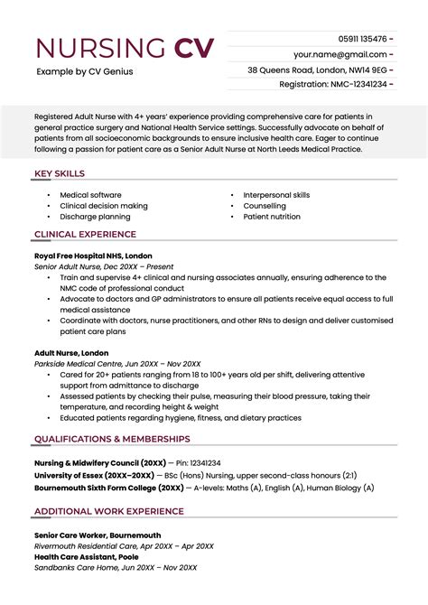 Nursing Cv Template
