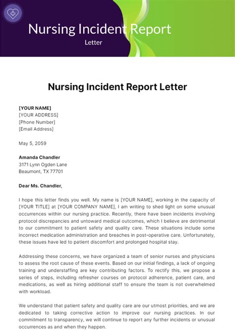 Nursing Incident Report Template